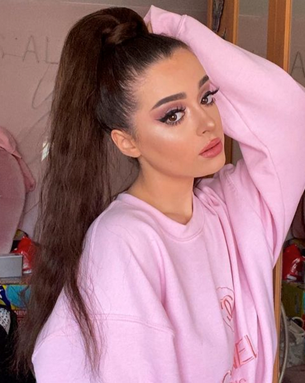 Olivia wearing our 20" Ponytail Dark Brown #2